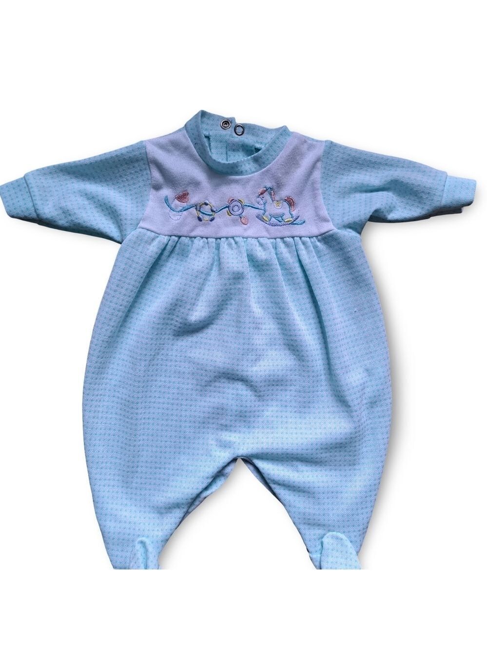 3/20$ Vintage Little Me Blue Footed One-Piece Baby Sleeper – Size 3-6M